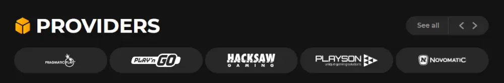 SpinStar top softwareleveranciers waaronder Pragmatic Play, Play'n GO en Hacksaw Gaming